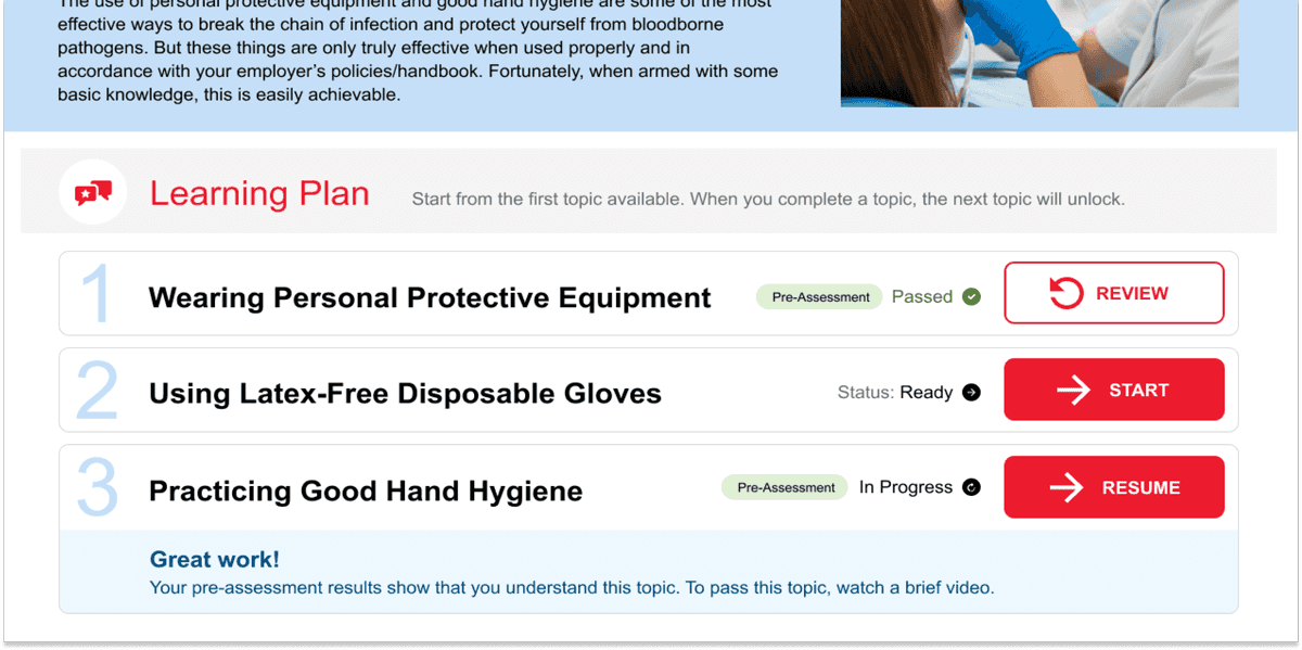 Personalized learning plan with clear focus on areas for improvement.